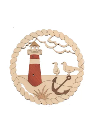 Produktbild von Drechslerei Kuhnert - Fensterbild Leuchtturm - wunderschönes Fensterbilde zum Dekorieren ihres Heims - 20x20cm - jahreszeitlose Dekoration