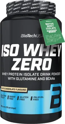 Zdjęcie produktu dla BioTech USA Iso Whey Zero 908 g biała czekolada / Izolaty serwatki / Wysokiej jakości izolat serwatki z dodatkowymi aminokwasami i BCAA
