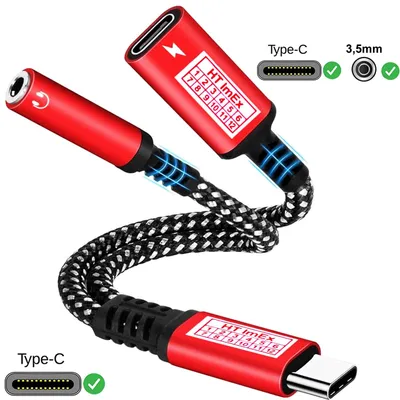 Produktbild von Rot - USB C Audio Adapter AUX Kabel 3,5mm Klinke Kopfhörer Stecker für Samsung Galaxy S22, Tab S11