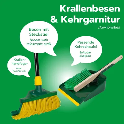 Obrázok produktu pre Novaliv prémiová metla s násadou 40 cm vrátane sady na vonkajšie zametanie, špeciálna metla so zahnutými štetinami - ideálna ako záhradná metla, škrabacia metla, metla na umelý trávnik, ideálna na kempovanie, metla na ulicu