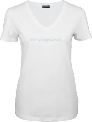 Produktbild von EMPORIO ARMANI Damen Shirt V-Ausschnitt (1er Pack) Weiß/White Logoschriftzug M
