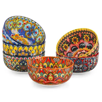 Image de Vancasso 6-pièces bol en porcelaine, set de bols, bols à céréales, bol à pâtes, bol à snacks, style bohème