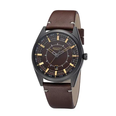 Produktbild von Regent Herren Uhr Leder braun BA-765