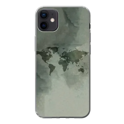 Produktbild von MuchoWow® Handyhülle Schutzhülle Hülle für iPhone 12 mini Weltkarte - Grün - Grau Silikon Softcase Handy Hülle - Bild