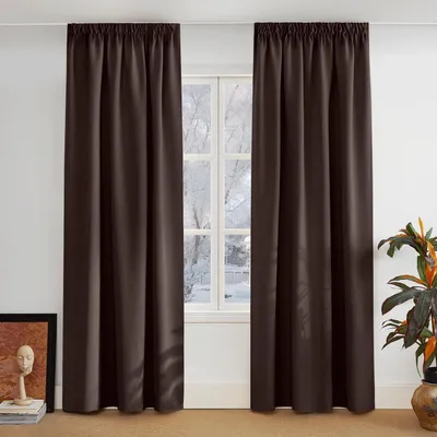 Zdjęcie produktu dla Zasłony zaciemiające, zasłony przesuwne, kolor brązowy, wymiary 245 cm (wysokość) x 140 cm (szerokość), zestaw 2 sztuk