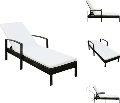 Obrázek produktu pro vidaXL Lehátko s polštářem z polyratanu hnědé - Lehátka na opalování