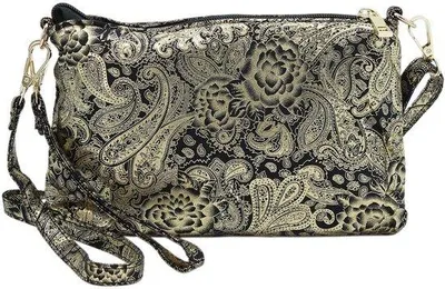Immagine prodotto di Piccola borsa a tracolla/a mano 2 in 1 color oro con tracolla removibile