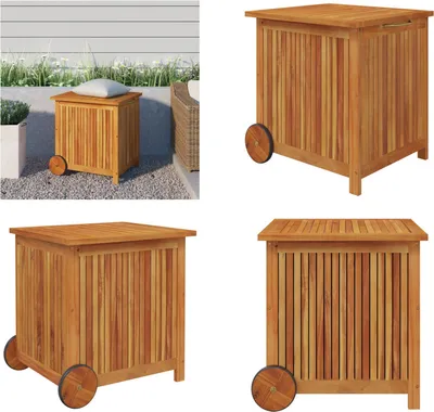 Image de vidaXL Coffre de jardin avec roulettes 60x50x58 cm bois massif acacia - Coffre de jardin - Coffres de jardin - Outdoor Truhe - Garten Aufbewahrungsbox