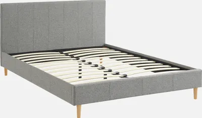 Produktbild von sweeek - Bett mit Lattenrost und Kopfteil, Stoffbezug - Hellgrau