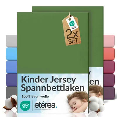 Produktbild von 2er Set Jersey Spannbettlaken 80x160cm - 80x180cm - 100% BAUMWOLLE - Bettlaken Spannbetttuch 80x160cm - 80x180cm - Kaktus