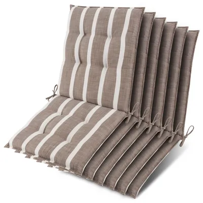 Produktbild von Beautissu 6er Set Sun-NL Niederlehner Auflage 105x50x8cm Beige-Weiß-Gestreift