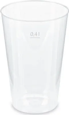 Produktbild von 50x Mehrwegbecher Pfandbecher transparent PP Eichstrich 0,4 l Ø 8,6 cm