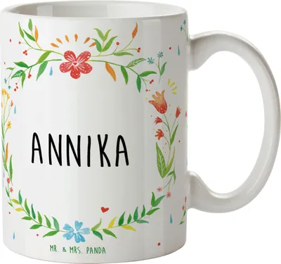 Produktbild von Mr. & Mrs. Panda Tasse Annika - Geschenk, Teetasse, schöne, Kaffeetasse, Becher, Bedruckte