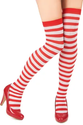Produktbild von Overknees geringelt rot-weiss - Einheitsgröße