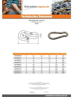 Produktbild von Karabiner Edelstahl A4 Durchmesser 6