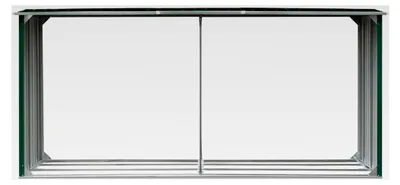 Produktbild von Brennholzschuppen aus Stahl, grün, 330 x 92 x 144/153 cm, mit Regenwasserdach