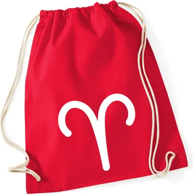 Produktbild von Huuraa Turnbeutel Widder Sternzeichen Zeichen 12 Liter Classic Red Baumwolle Rucksack Geschenkidee
