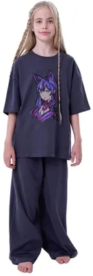 Immagine prodotto di Pigiama bambina Neko - manica corta, pantaloni lunghi - grigio - 140