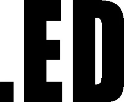 The image shows the letters 'LED' in large, bold, black font against a white background. The letters are cut off on the left and right sides, suggesting they are part of a larger word or phrase.