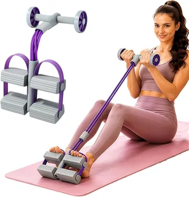 Produktbild von Widerstandsband-Set mit Griffen und 6-Rohr-Pedal für das Ganzkörpertraining, verstellbares Fitnessband für Bauch, Beine, Arme, Yoga und Training zu Hause