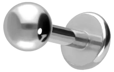 Produktbild von Ohrpiercing, Nasenpiercing Titan Labret mit Push Fit Silber Stablänge: 6mm + Stabstärke: 1,2mm + Kugelgröße: 2,5mm