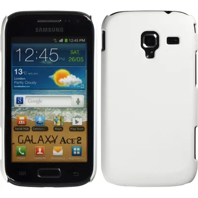 Produktbild von PhoneNatic Case kompatibel mit Samsung Galaxy Ace 2 - Hülle weiß gummiert Hard-case + 2 Schutzfolien