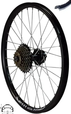 Produktbild von REDONDO 20 Zoll Hinterrad Laufrad Felge Schwarz Disc + Shimano 7 fach Kranz
