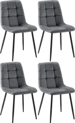 Produktbild von CLP 4er Set Esszimmerstuhl Tilde gepolstert mit Rückenlehne bis 150 kg belastbar dunkelgrau Material Samt
