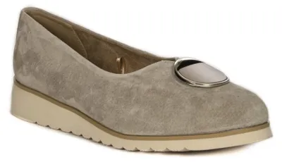 Produktbild von Damen Slipper aus Echtleder-Veloursleder, Beige, 3 cm Absatz, Weite G, Modell DP609524BE