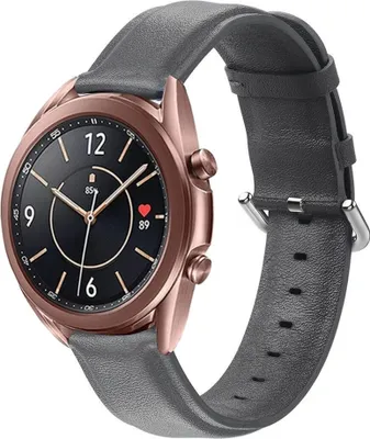 Produktbild von Strap-it Samsung Galaxy Watch 3 41mm Lederarmband (Dunkelgrau) - Große: M/L