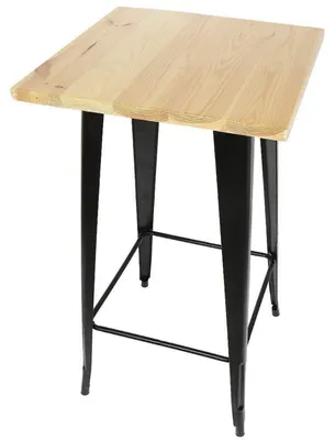 Image de Table carrée, aspect chêne, pieds en métal, 60 x 60 x 110 cm