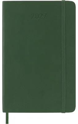 Image de Agenda Moleskine 2027, 12 mois, format poche/A6, 1 semaine par page, pages lignées à droite, couverture souple, vert myrte