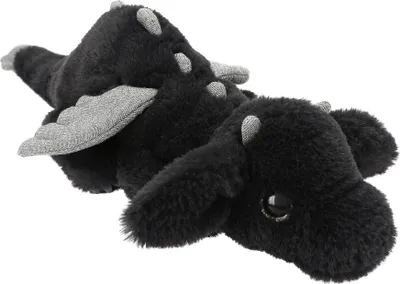 Produktbild von Snukis - Kuscheltier Drache in Schwarz und Silber, mit weichem Fell