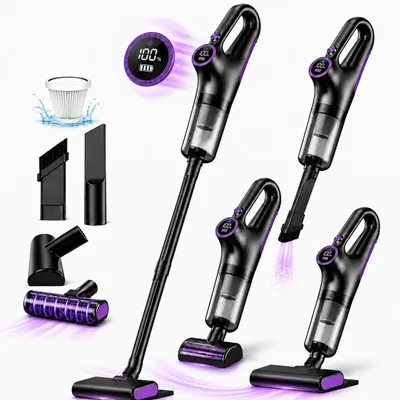 Produktbild von 2-in-1 Tragbar Handstaubsauger, 15000Pa Kabelloser Staubsauger, Stabstaubsauger mit LED-Anzeige, HEPA-Filter, Staubsauger für Zuhause & Hartholzboden, KI-generiertes Bild