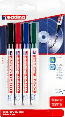 Image de edding 8400 Marqueurs CD/DVD/BD assortis (blister de 4)