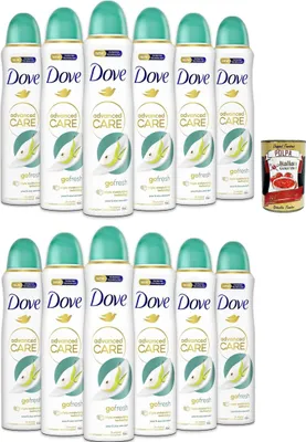 Produktbild von Dove Deodorant Spray Advanced Care Go Fresh Birne und Aloe Vera, deo Mit feuchtigkeitsspendenden und empfindlichen Formel auf der Haut,ohne Alkohol, 72 Stunden, 12x 150 ml + Italian Gourmet polpa 400g