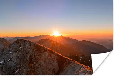 Produktbild von MuchoWow® Poster Berg - Landschaft - Sonne 120x80 cm - Bilder