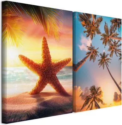 Produktbild von murando - Akustikbild Bilder XL Set Meeresblick Kunstdruck auf Leinwandbild 80x60cm 2 Teilig je 40x60cm Collage 2er Kunst Wandpaneele Schalldämmung Leinwandbilder Dekoration Mehrteilige c-B-10270-b-a