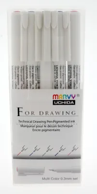 Produktbild von Marvy Uchida Fineliner Set - technische Stifte 0,3mm 5 Farben