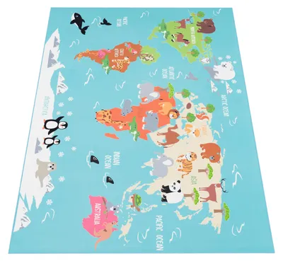 Produktbild von Paco Home Kinderteppich Teppich Rund Kinderzimmer Spielteppich Straßenteppich Modern 200x290 cm