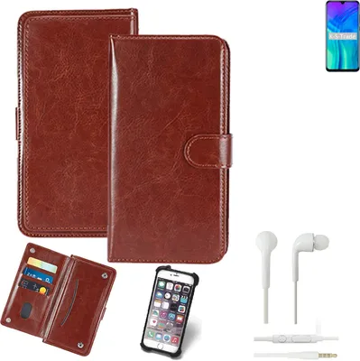 Produktbild von K-S-Trade 360° Hülle kompatibel mit Huawei Honor 20 inkl. Headphones braun Kunstleder Case BookCase WalletCase Kunstlederederhülle Handyhülle,