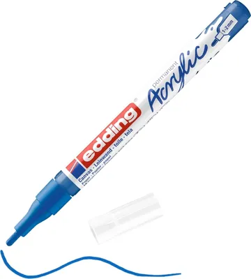 Image de Marqueur acrylique edding 5300 fin bleu gentiane Paquet de 10 pièces