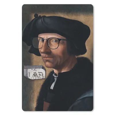 Produktbild von MuchoWow® Mauspad Mousepad Selbstporträt - Jacob Cornelisz van Oostsanen - Brille 18x27 cm - Mousepads - Maus Mat - Pad - Mausunterlage