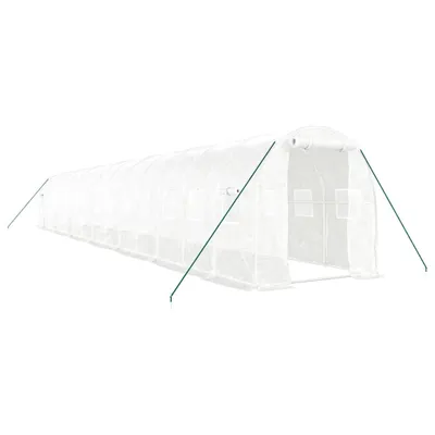 Produktbild von vidaXL Gewächshaus mit Stahlrahmen Weiß 28 m² 14x2x2 m