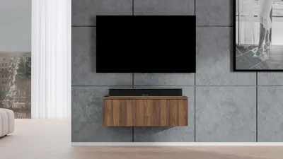Image de AX LIVING TV Board Loriano 100 cm – Meuble bas suspendu en noyer Warmia
