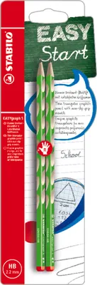 Produktbild von STABILO Schmaler Dreikant-Bleistift für Rechtshänder -  EASYgraph S in grün - 2er Pack - Härtegrad HB graphitgrau