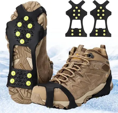 Produktbild von Famanu Schuhspikes für den Winter - Antirutsch mit 10 Stahlspikes, Größe L (EU 34-39)