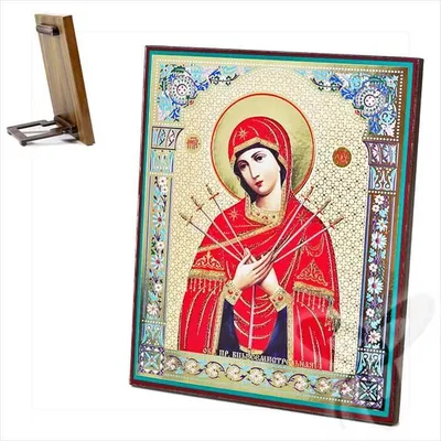 Produktbild von Ikone Mäßigung der bösen Herze Holz 15 x 18 Семистрельная икона