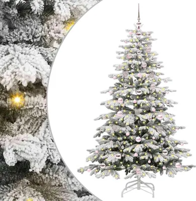 Image de vidaXL Arbre de Noël artificiel pliable Blanc 180 cm PE et PVC