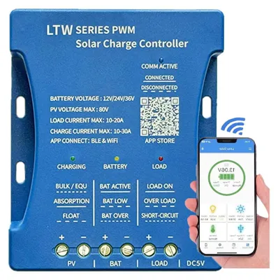 PWM Solar-Laderegler 30A 12V/24V/36V Bluetooth WiFi